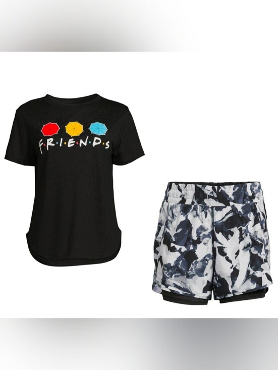 Tops - Plus Size XXL 19 Friends Tshirt Umbrella Trio Graphic Tee & Bike Lined Shorts